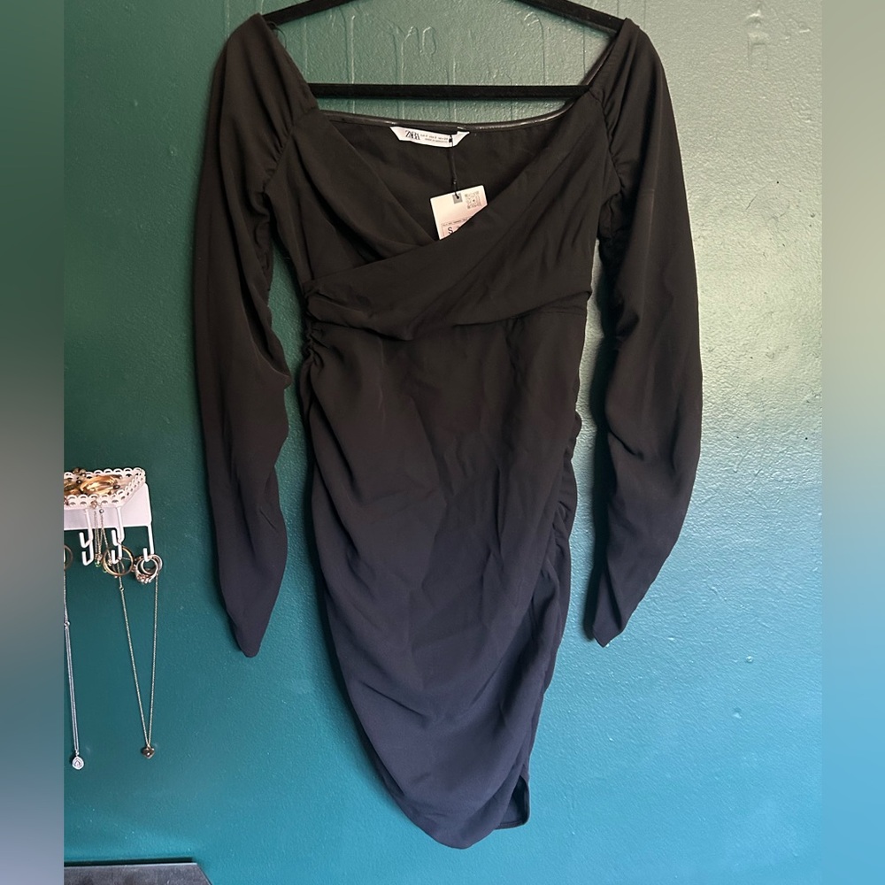 NWT Zara Off-Shoulder Black Mini Dress